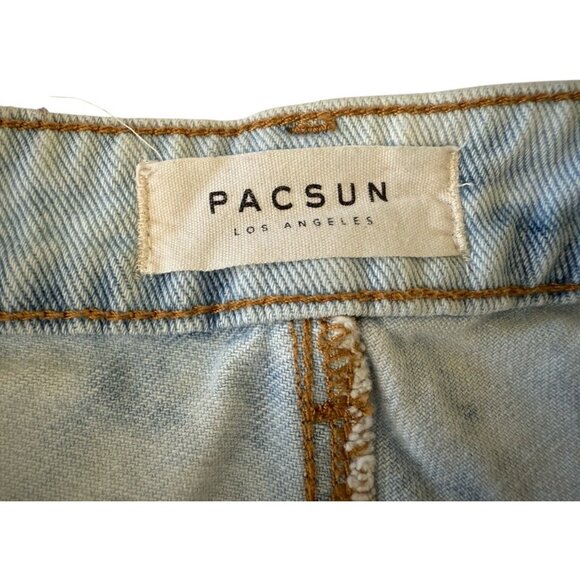 PacSun High Rise Light Wash Denim Cut-Off Distressed Booty Shorts Waist 25 - Picture 5 of 9
